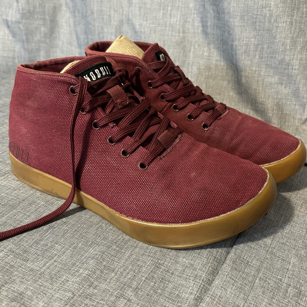 Nobull Shoes Mens Size 6.5 Womens Size 8 Burgundy Gum Canvas High Top Trainer